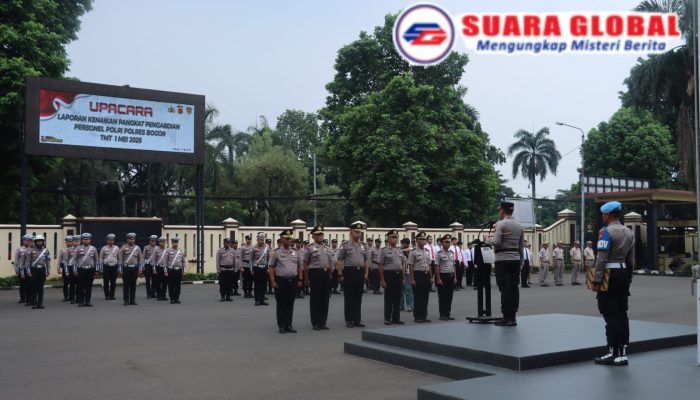 Polres Bogor Gelar Upacara Kenaikan Pangkat Pengabdian Personel TMT 1 Mei 2025