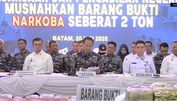 Jumlah Fantastis TNI AL Bersama Kemenko Polkam RI, BNN RI, Polri dan Pemda Batam Musnahkan Narkotika 2,061 Ton di Batam