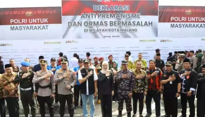 Gelar Deklarasi Anti-Premanisme dan Ormas Bermasalah Forkopimda Plus Kota Malang Sepakat Jaga Kondusifitas