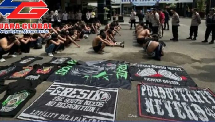 Ratusan Konvoi Motor Di Amankan Polres Lamongan Melanggar Aturan Lalu Lintas