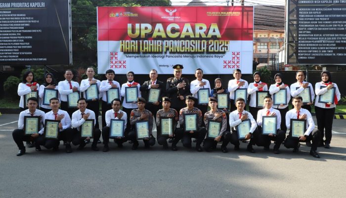 Harlah Pancasila Kapolresta Malang Kota Beri Penghargaan Anggota Berprestasi dan Warga Masyarakat yang Bantu Ungkap TPPO