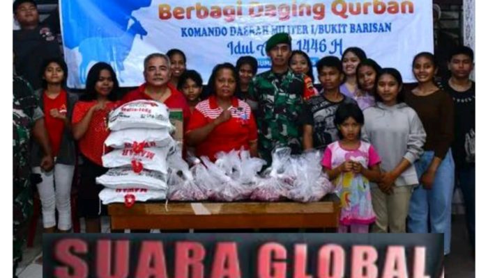 Kodam I/BB Menyembelih 64 Ekor Sapi Serta 81 Kambing Kemudian Distribusikan 9.468 Paket Daging ke Berbagai Kalangan 