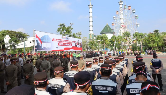 Polres Lamongan Gelar Apel Kebangsaan Serta Doa Bersama Jogo Lamongan 2025