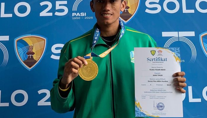 Anggota Polsek Solokuro Berhasil Sabet Medali Emas di Kejurnas Atletik dan Indonesia U18 Open Championship