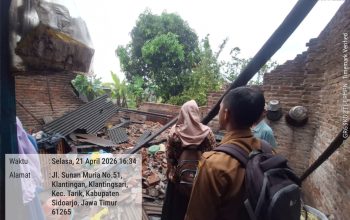 Satu Rumah Rusak Parah Dan Tujuh Rumah Rusak Ringan Akibat Puting Beliung Yang Menerjang Desa Klanting Sari