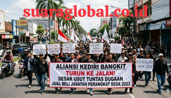 Aliansi Kediri Bangkit Turun ke Jalan Desak Usut Tuntas Dugaan Jual Beli Jabatan Perangkat Desa 2023