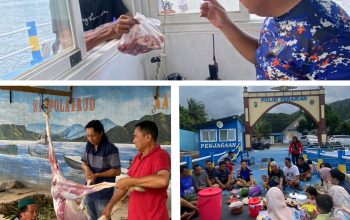 Satpolairud Banyuwangi Potong 5 Hewan Qurban Serta Bagikan Daging Kurban Ke Warga Setempat