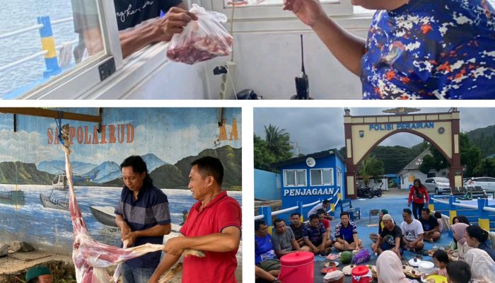 Satpolairud Banyuwangi Potong 5 Hewan Qurban Serta Bagikan Daging Kurban Ke Warga Setempat