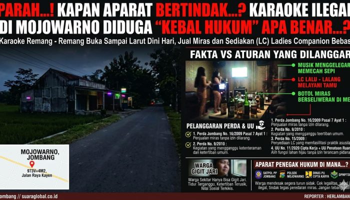 Karaoke Ilegal di Mojowarno Diduga Kebal Hukum Terkesan Tidak Tersentuh APH