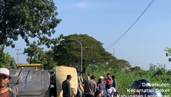 Polisi Sigap Evakuasi Truk Tangki Terguling Usai Tabrak Pohon di Wilayah Kecamatan Deket
